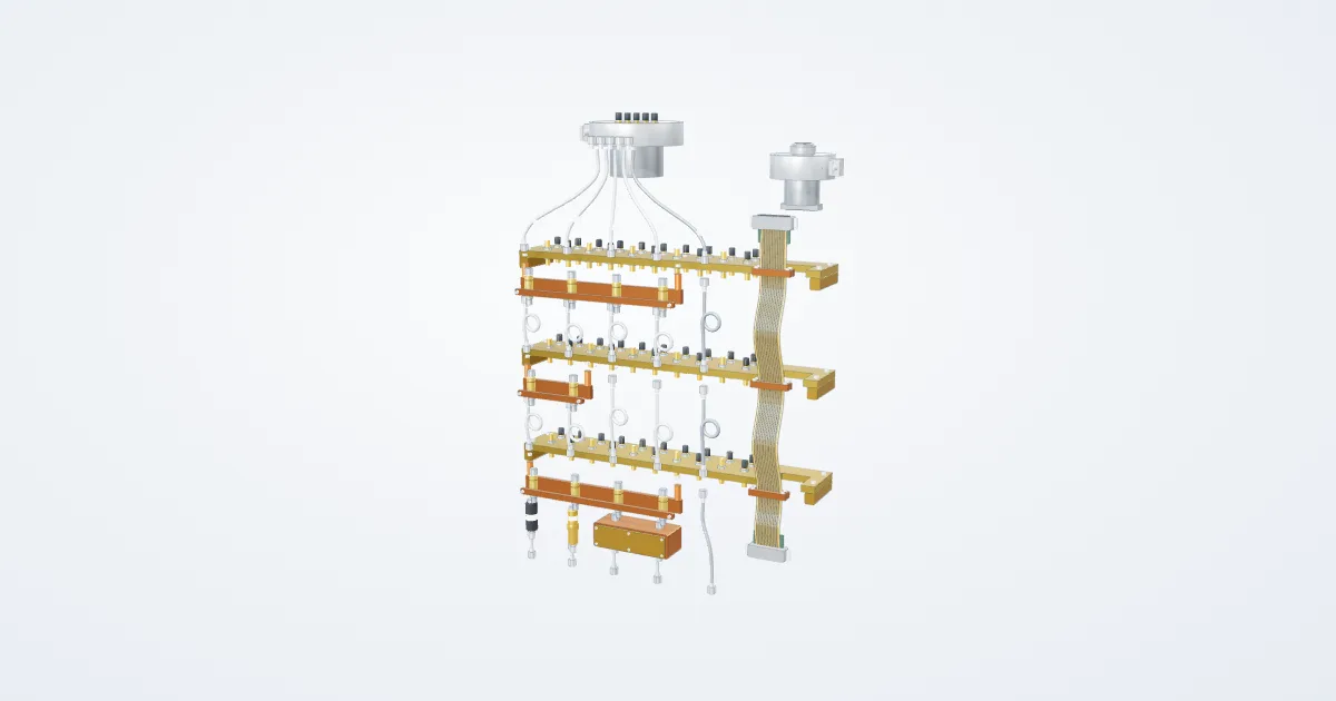 Illustrative cryogenic wiring example with its parts separated for study