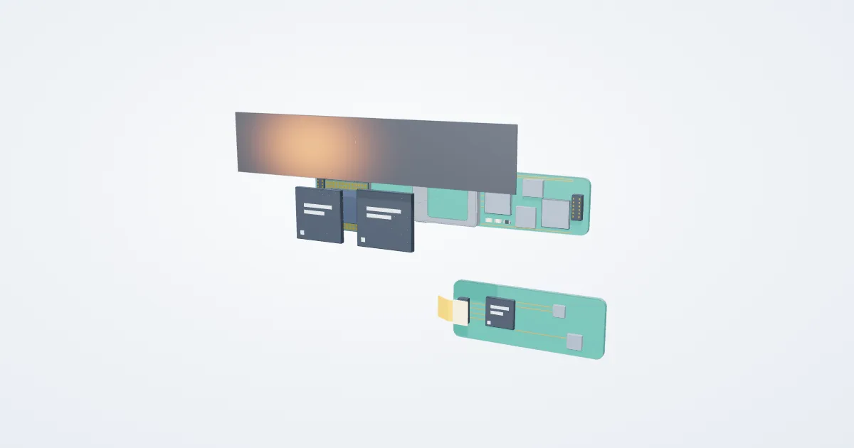 Illustrative temple logic board example with its parts separated for study