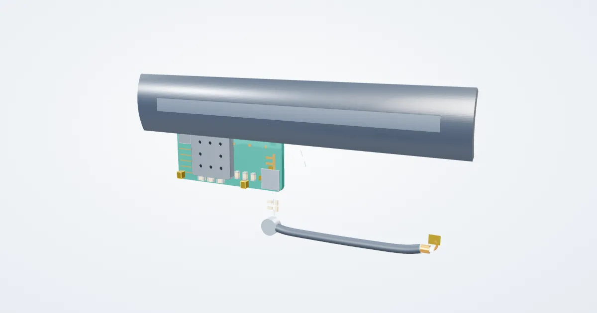 Illustrative radio & frame antenna example with its parts separated for study